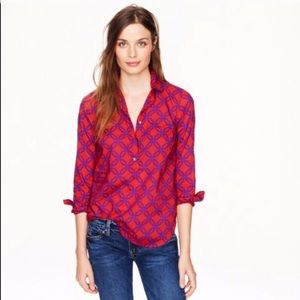 J. Crew Geo Print Popover Top